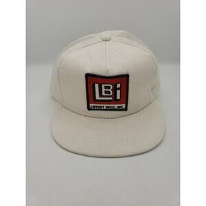Vintage Off White Foam Mesh Trucker Hat Snapback 80s 90s Made Korea Lippert Bros